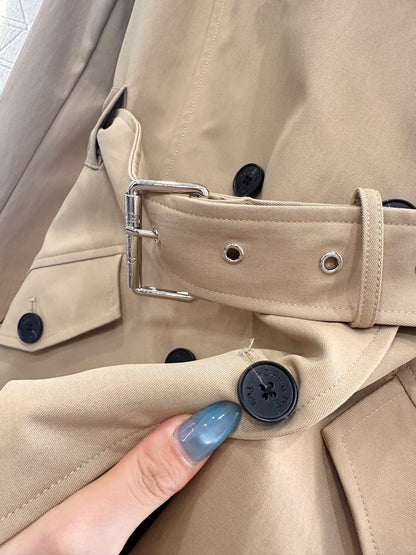 Di 25 Collar Willow Ding Double breasted Long Windbreaker