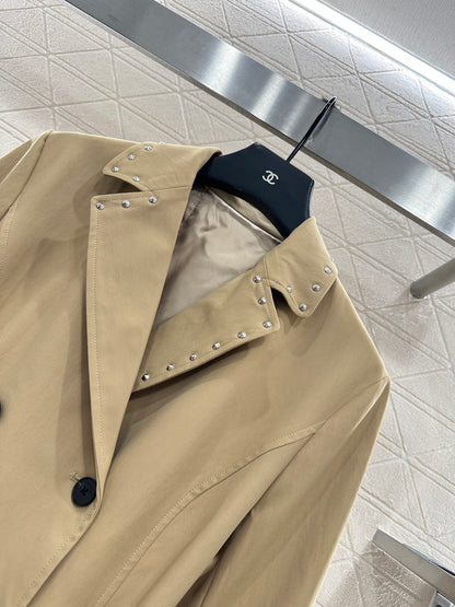 Di 25 Collar Willow Ding Double breasted Long Windbreaker