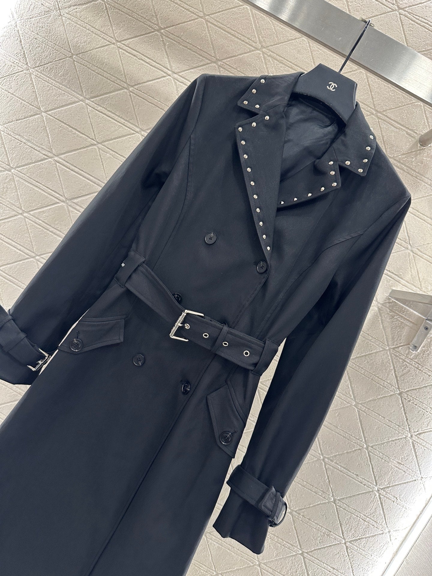 Di 25 Collar Willow Ding Double breasted Long Windbreaker