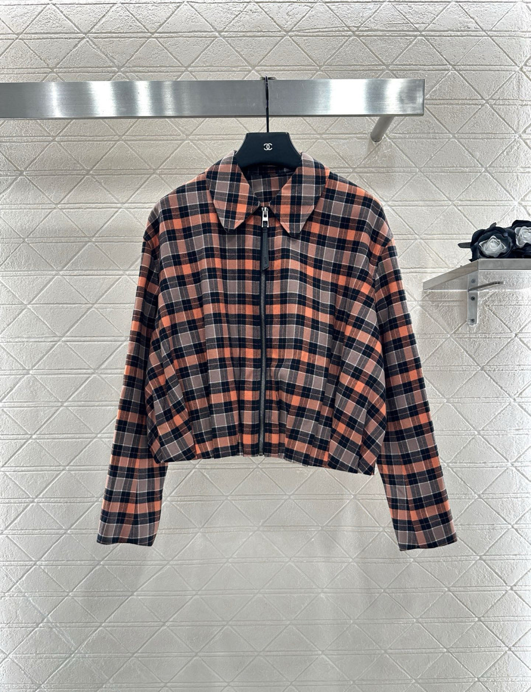 Lo 25 Plaid zipper jacket half skirt set