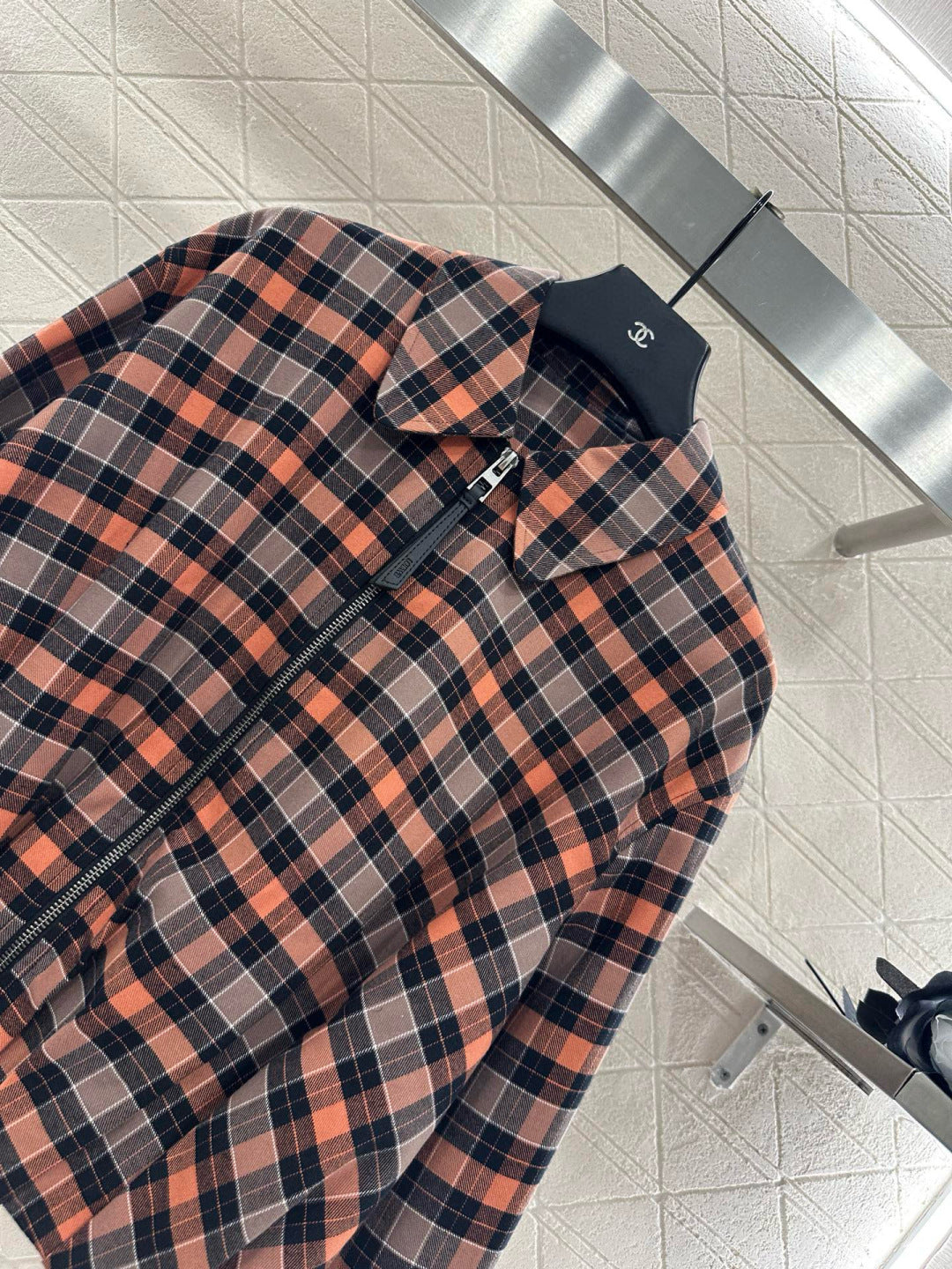 Lo 25 Plaid zipper jacket half skirt set