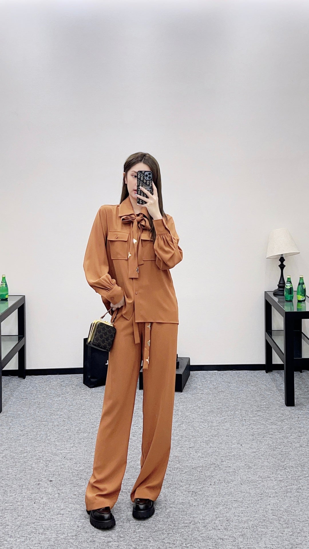 L 25 Butterfly bow ribbon shirt and pants set