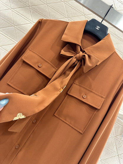 L 25 Butterfly bow ribbon shirt and pants set