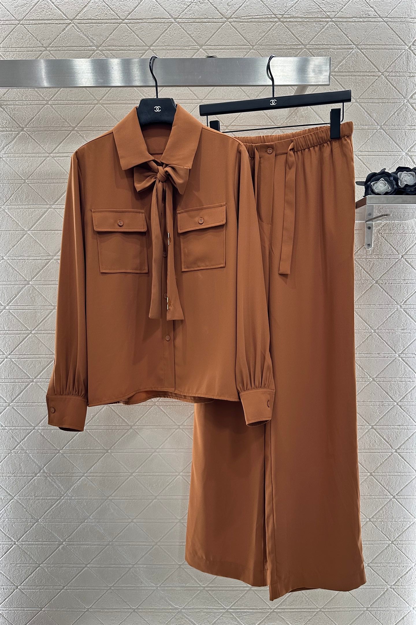 L 25 Butterfly bow ribbon shirt and pants set