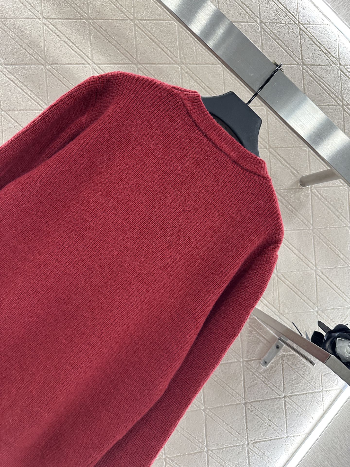 Gu 25 Simple letter cashmere wool sweater(RED/BROWN)