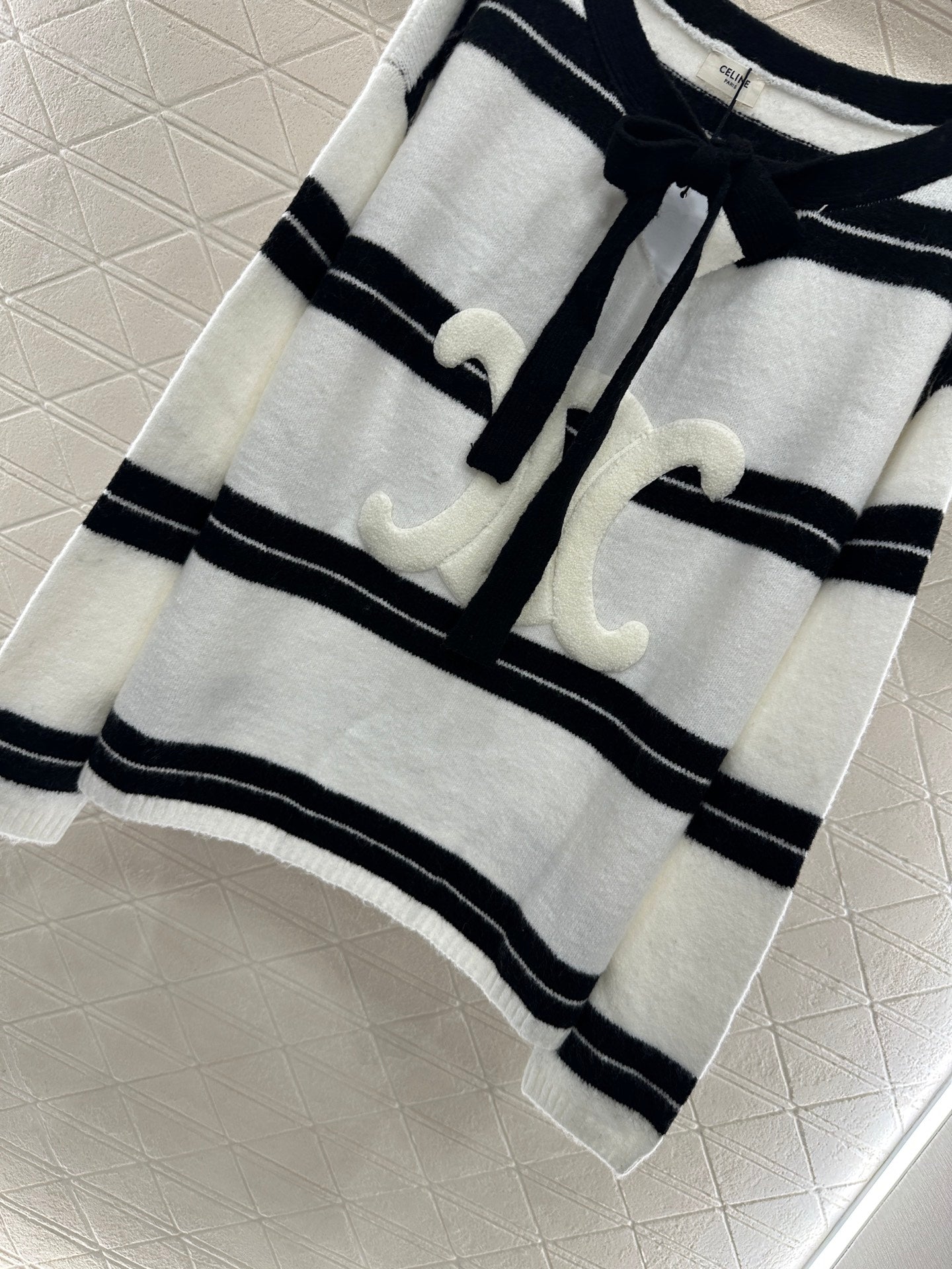 Ce 25 Striped Knitted Wool Top and Shorts Set(BLACK/WHITE)