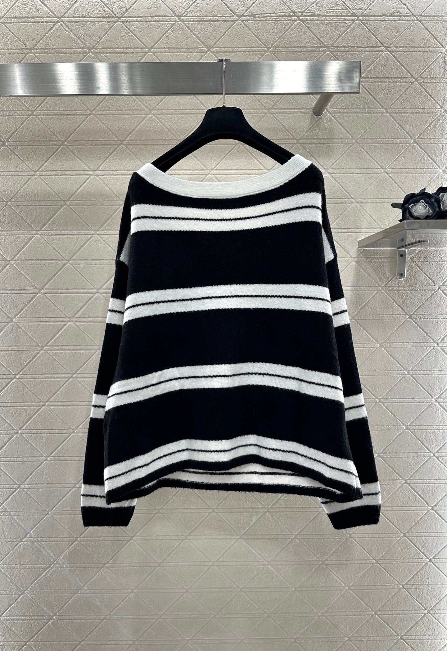 Ce 25 Striped Knitted Wool Top and Shorts Set(BLACK/WHITE)
