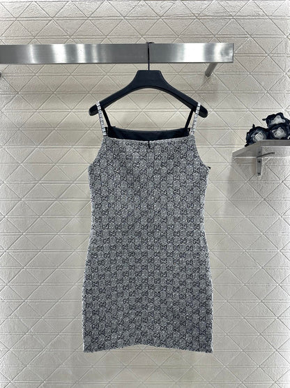 Gu 25 Woolen woolen spaghetti strap dress