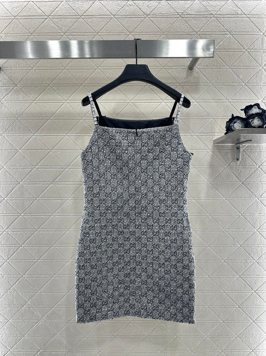 Gu 25 Woolen woolen spaghetti strap dress