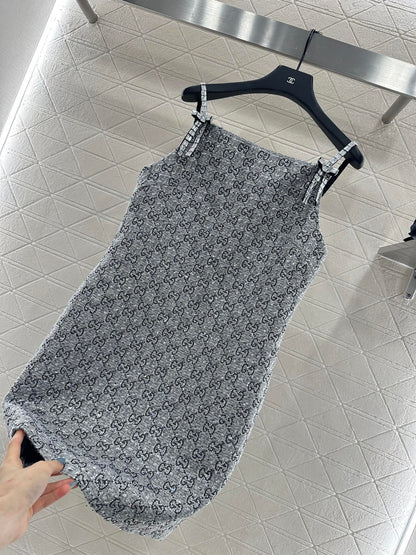 Gu 25 Woolen woolen spaghetti strap dress