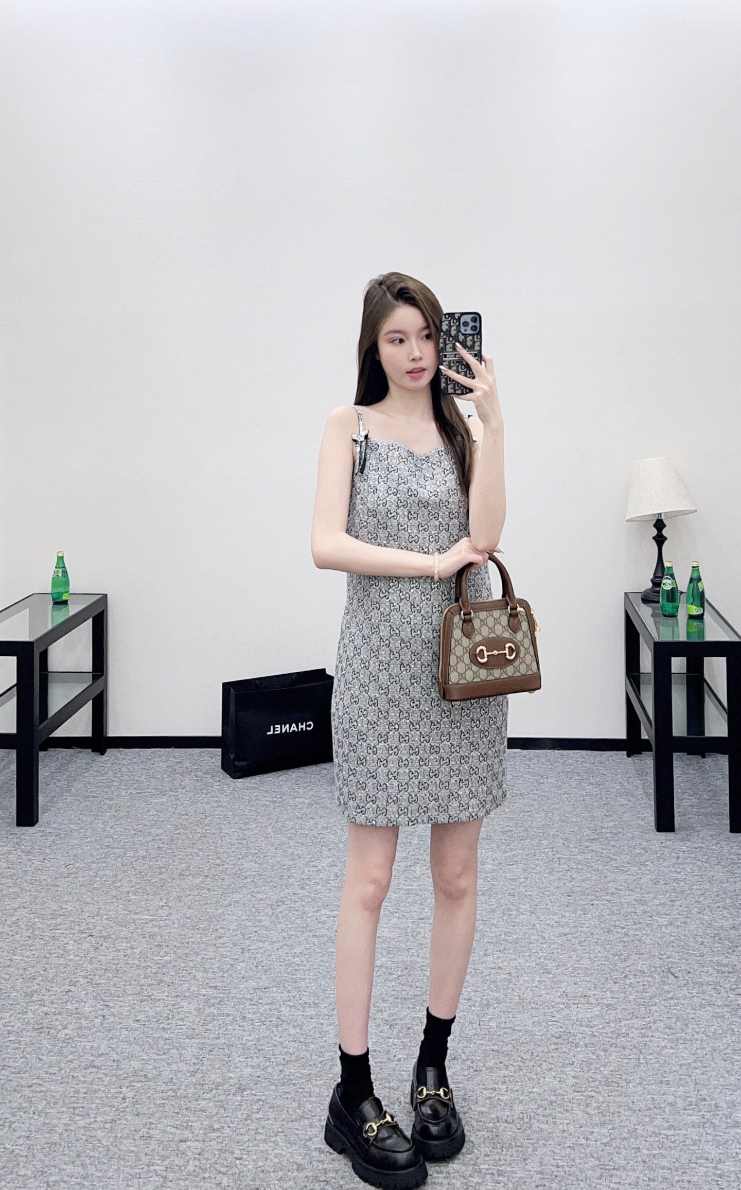 Gu 25 Woolen woolen spaghetti strap dress