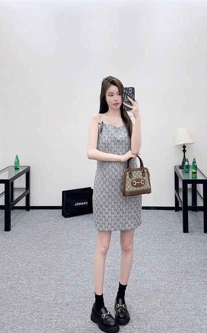 Gu 25 Woolen woolen spaghetti strap dress