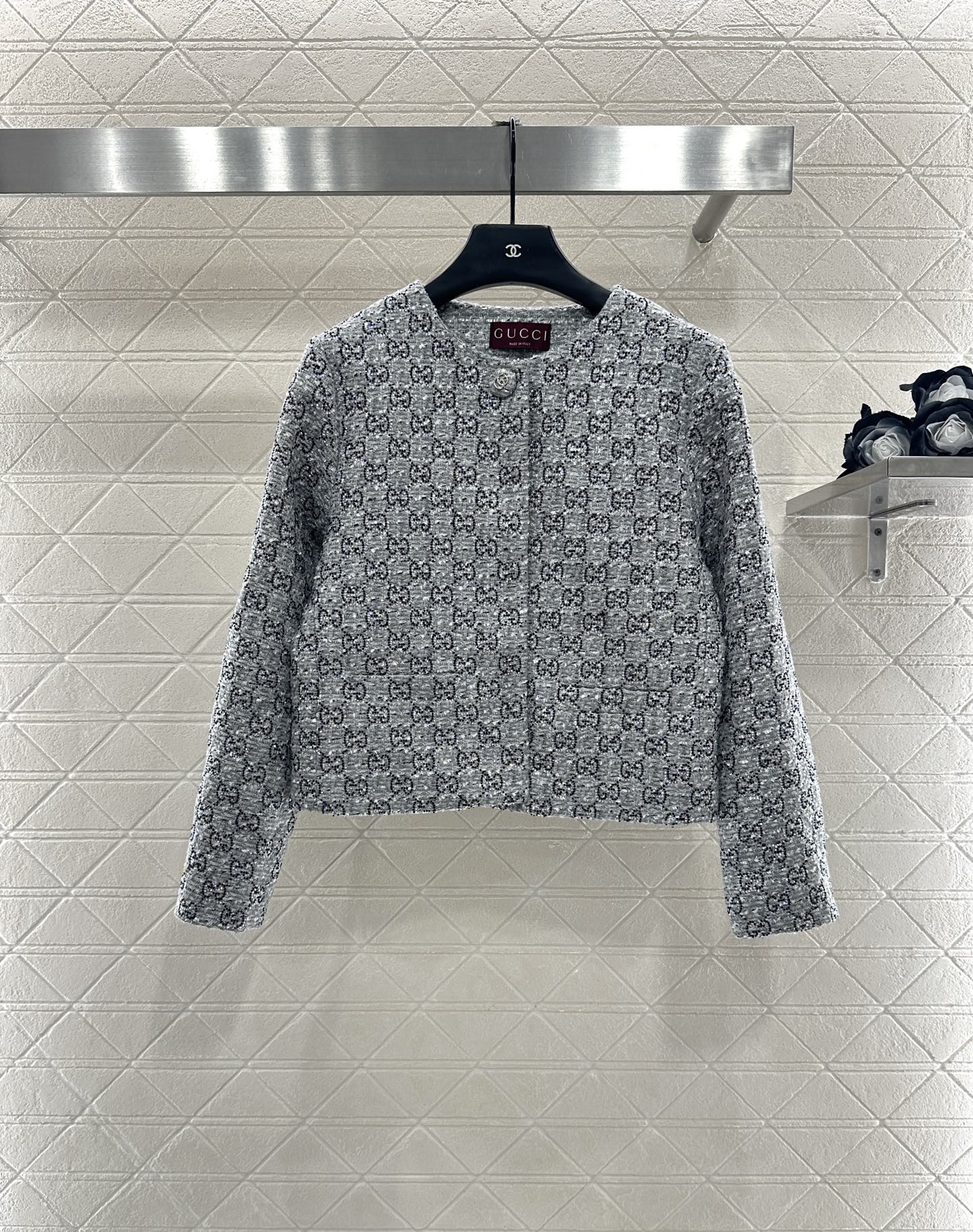 Gu 25 Hot stamping round neck dress jacket and half skirt set