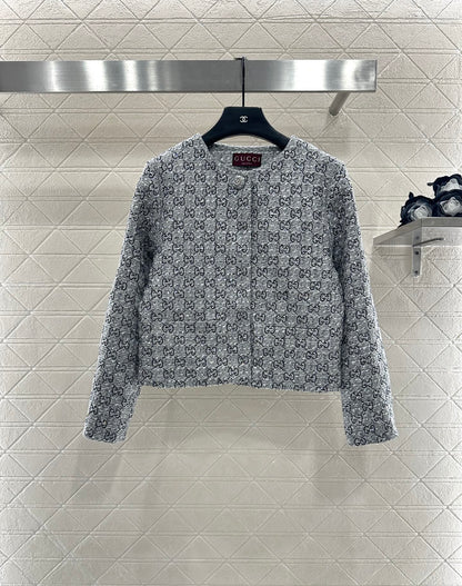 Gu 25 Hot stamping round neck dress jacket and half skirt set