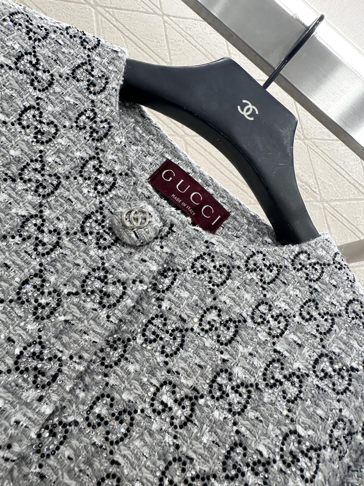 Gu 25 Hot stamping round neck dress jacket and half skirt set