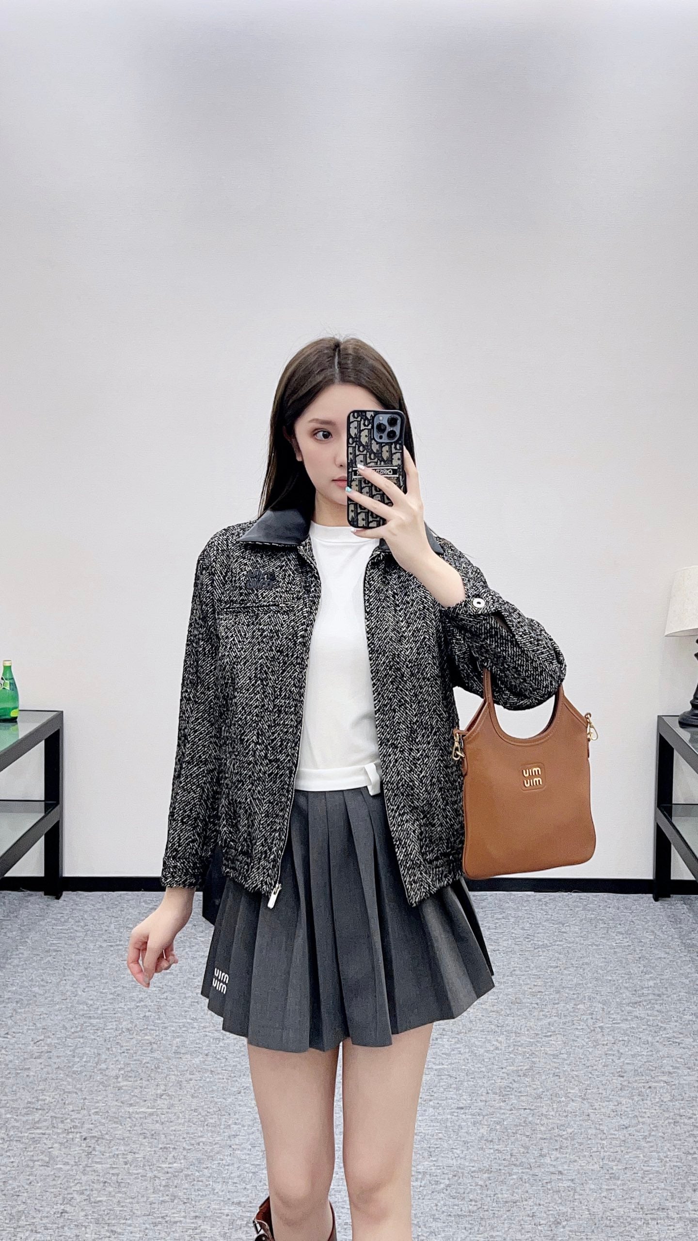 Mi 25 Collar jacket with patchwork leather