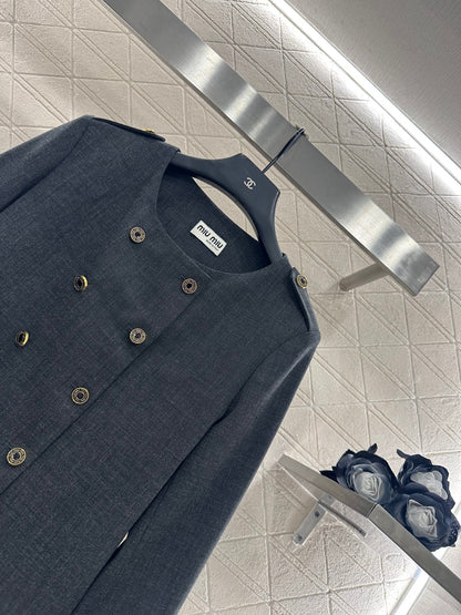 Mi 25 Round neck double breasted suit and pants set