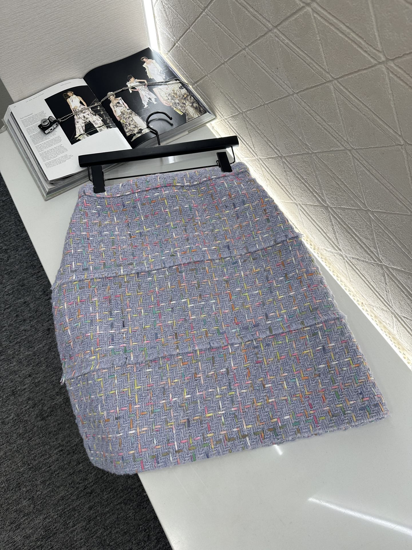 C 25 Round neck woven dress half skirt set
