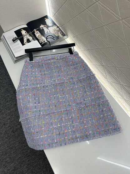 C 25 Round neck woven dress half skirt set