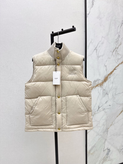 Ce 25 New Arc de Triomphe Decorative Stand Collar Down Vest(BEIGI/BROWN/NAVY)