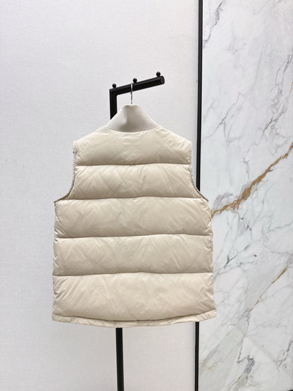 Ce 25 New Arc de Triomphe Decorative Stand Collar Down Vest(BEIGI/BROWN/NAVY)