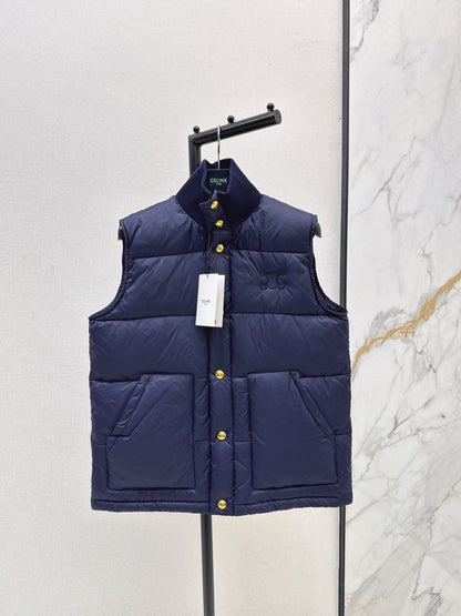 Ce 25 New Arc de Triomphe Decorative Stand Collar Down Vest(BEIGI/BROWN/NAVY)