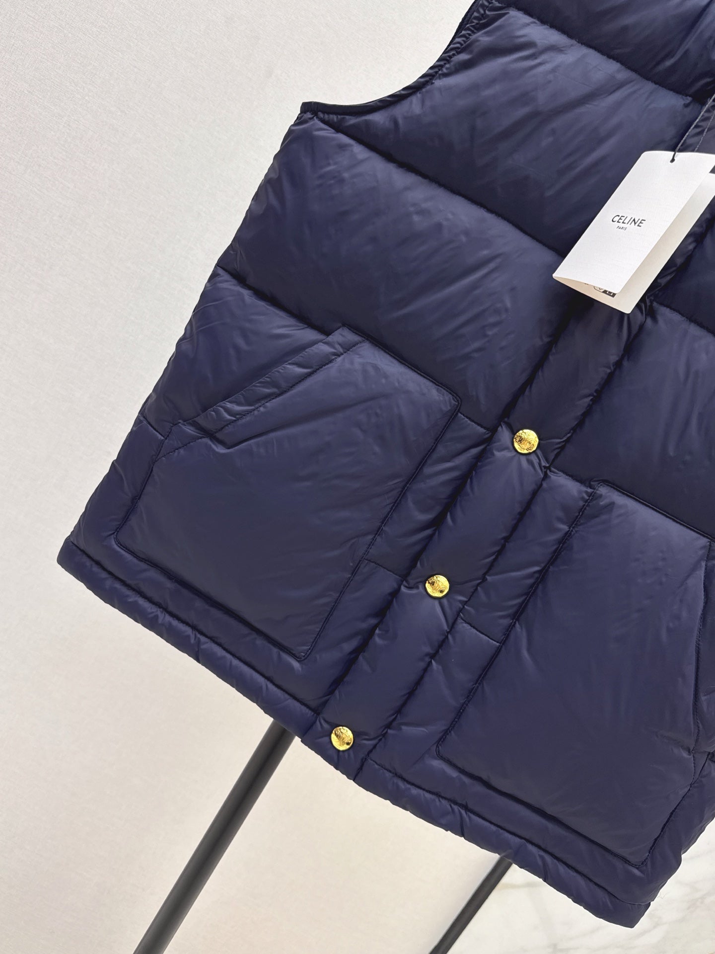 Ce 25 New Arc de Triomphe Decorative Stand Collar Down Vest(BEIGI/BROWN/NAVY)