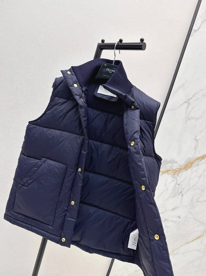 Ce 25 New Arc de Triomphe Decorative Stand Collar Down Vest(BEIGI/BROWN/NAVY)