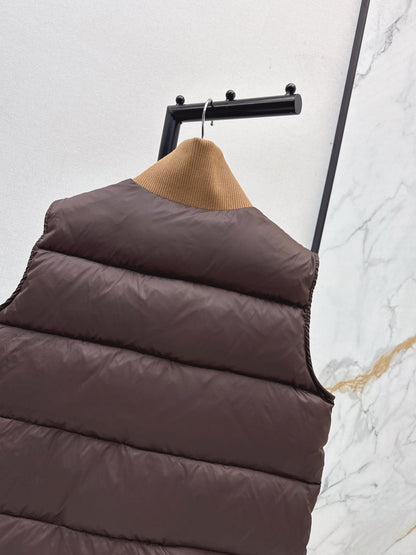 Ce 25 New Arc de Triomphe Decorative Stand Collar Down Vest(BEIGI/BROWN/NAVY)