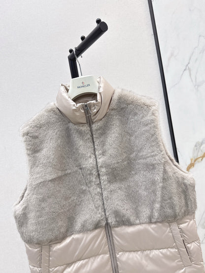 Lor 25 Newly spliced eco-friendly fur collar down vest jacket