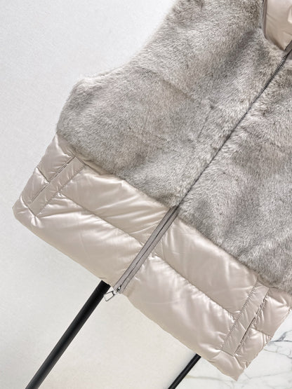 Lor 25 Newly spliced eco-friendly fur collar down vest jacket