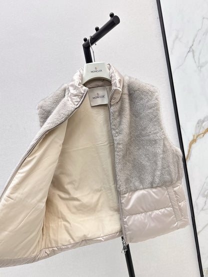 Lor 25 Newly spliced eco-friendly fur collar down vest jacket