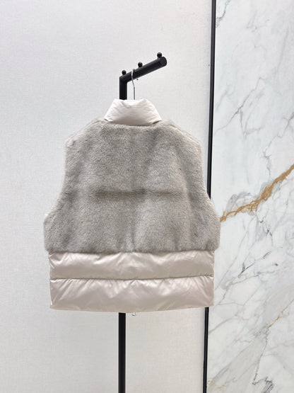 Lor 25 Newly spliced eco-friendly fur collar down vest jacket
