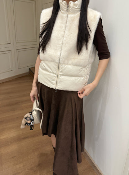 Lor 25 Newly spliced eco-friendly fur collar down vest jacket