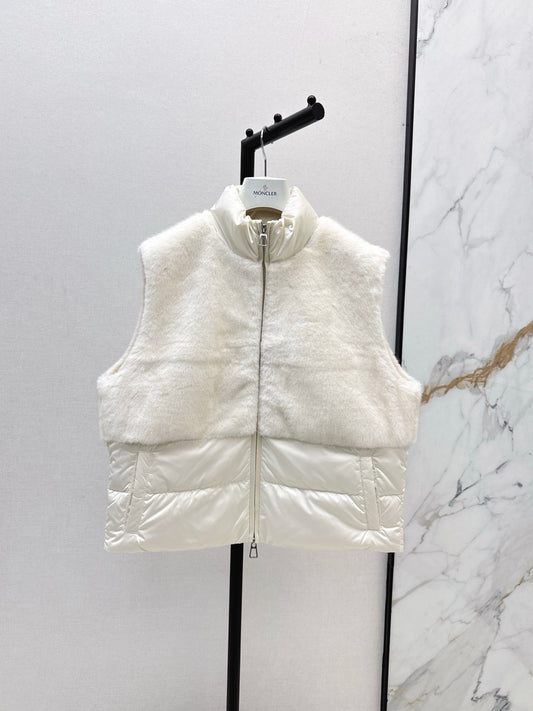 Lor 25 Newly spliced eco-friendly fur collar down vest jacket