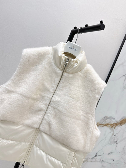 Lor 25 Newly spliced eco-friendly fur collar down vest jacket