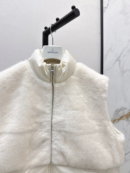 Lor 25 Newly spliced eco-friendly fur collar down vest jacket