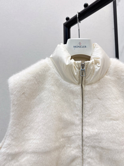 Lor 25 Newly spliced eco-friendly fur collar down vest jacket