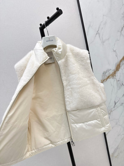 Lor 25 Newly spliced eco-friendly fur collar down vest jacket