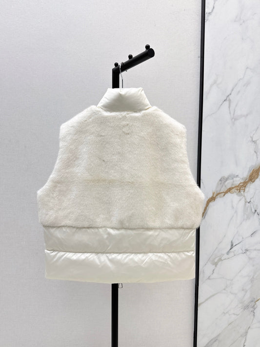 Lor 25 Newly spliced eco-friendly fur collar down vest jacket