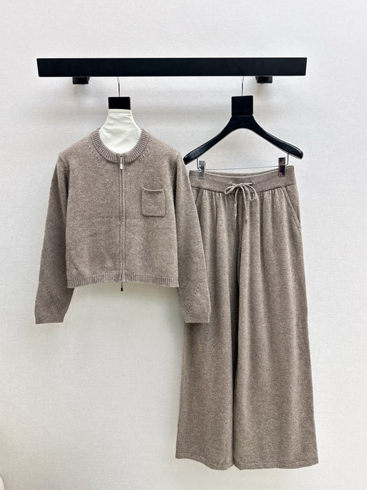Lor 25 Ultra simple zipper jacket+elastic waist straight leg pants