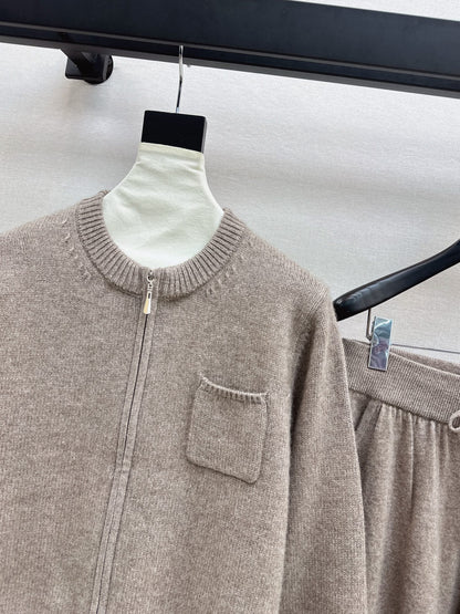 Lor 25 Ultra simple zipper jacket+elastic waist straight leg pants