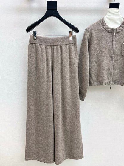 Lor 25 Ultra simple zipper jacket+elastic waist straight leg pants
