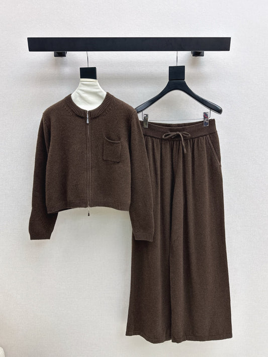 Lor 25 Ultra simple zipper jacket+elastic waist straight leg pants
