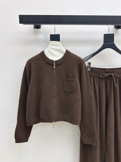 Lor 25 Ultra simple zipper jacket+elastic waist straight leg pants