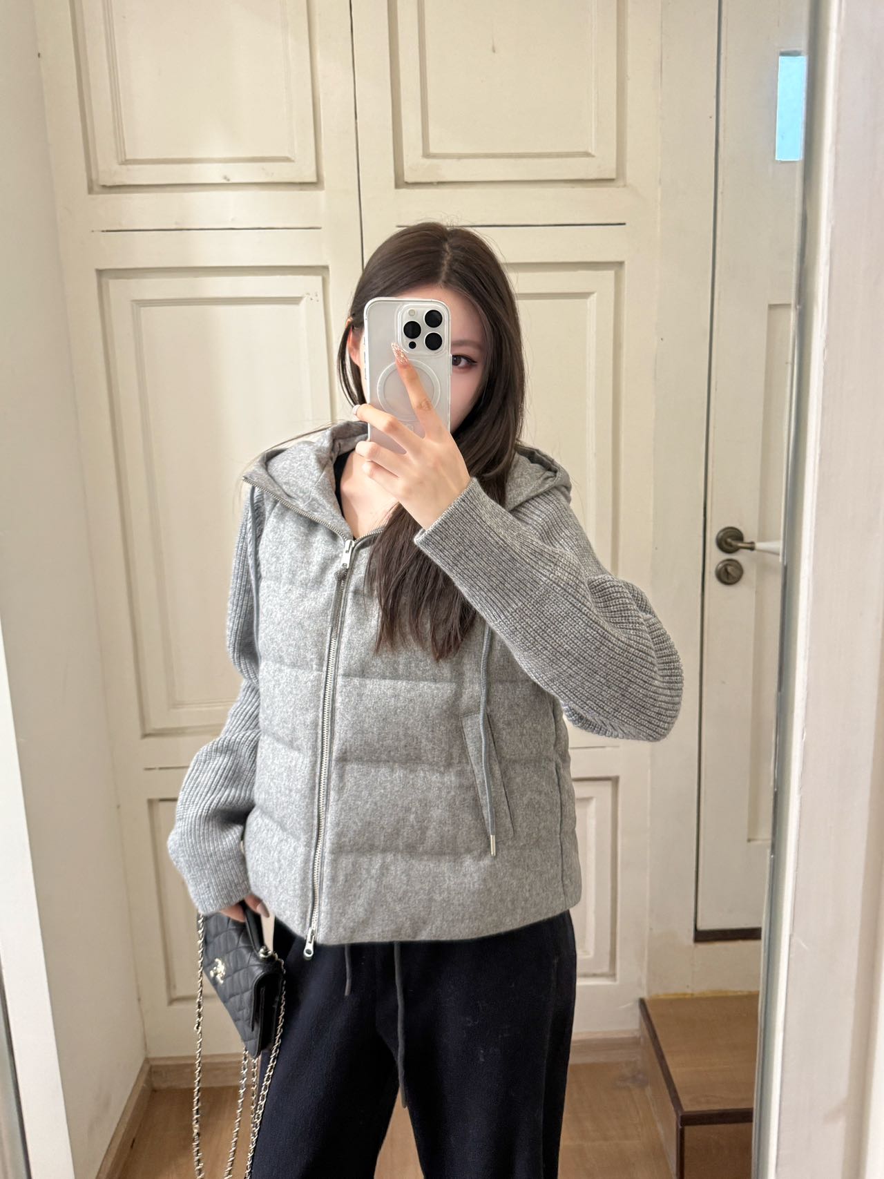 Bru 25 Lightweight hooded down jacket(GRAY/BEIGI)