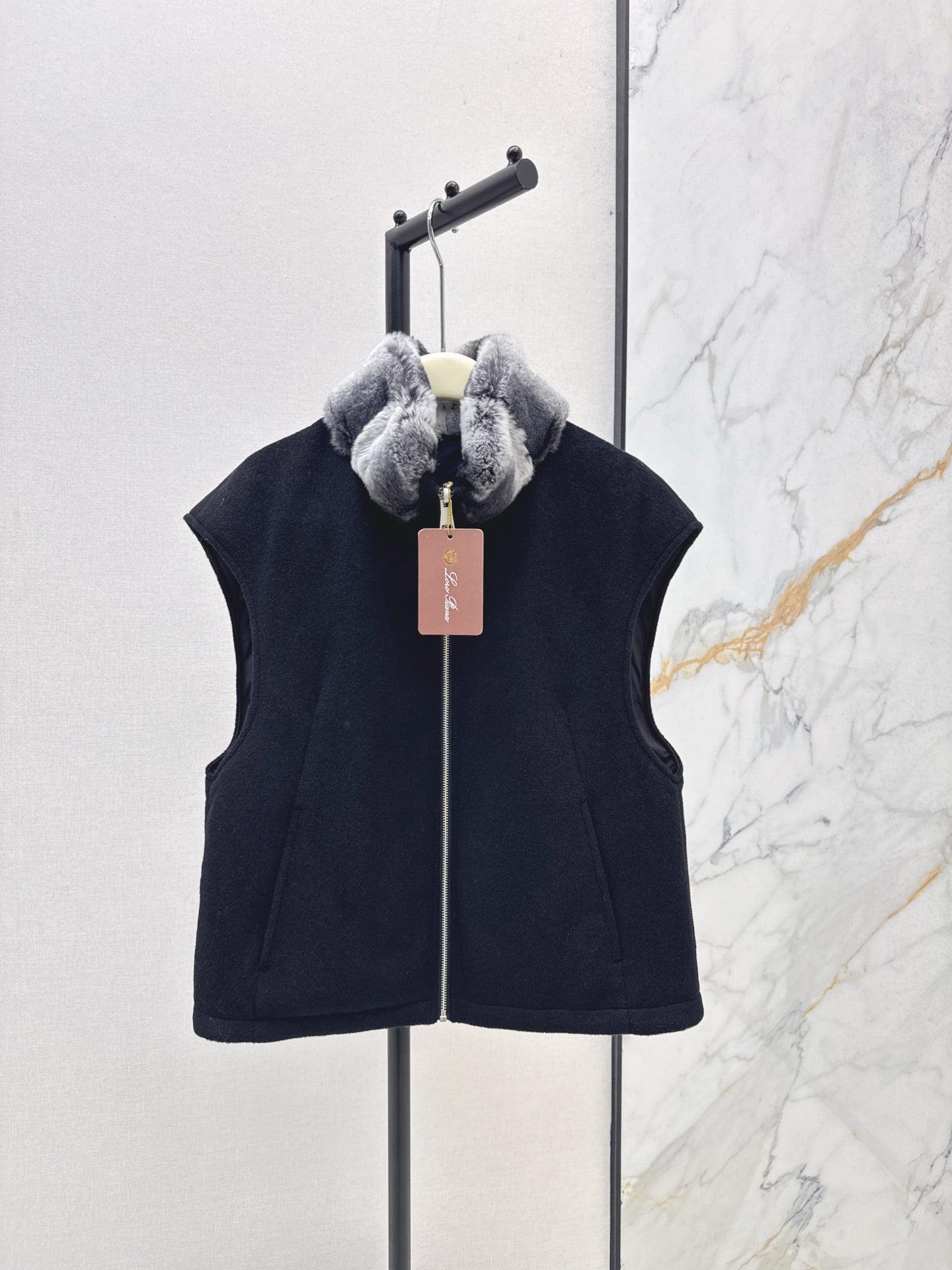 Lor 25 New mink fur collar down spliced woolen coat