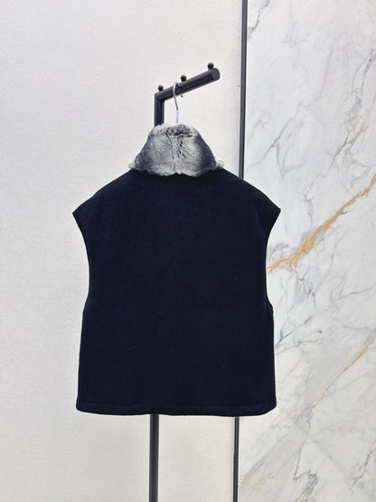 Lor 25 New mink fur collar down spliced woolen coat