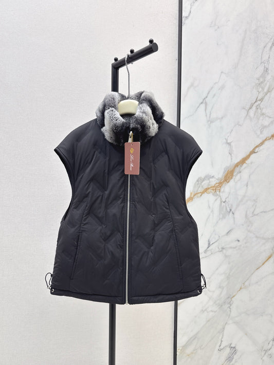 Lor 25 New mink fur collar down spliced woolen coat