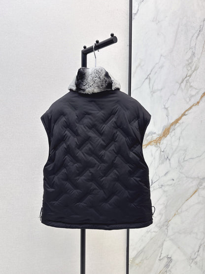 Lor 25 New mink fur collar down spliced woolen coat